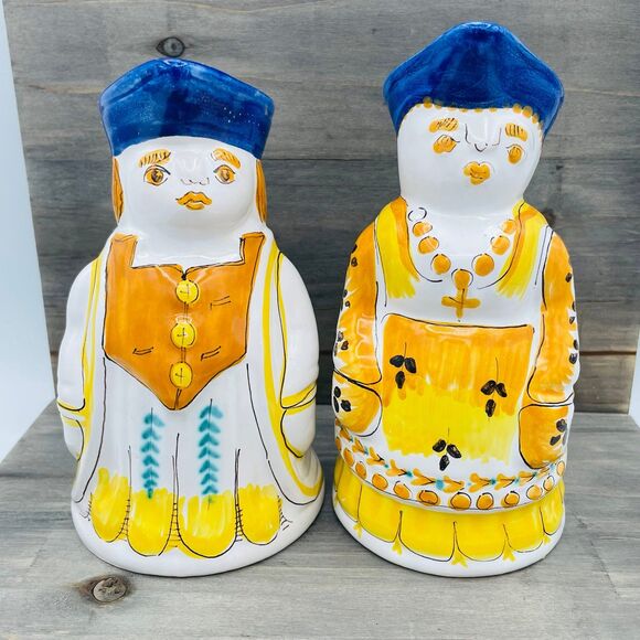 Vintage Pair of Figural Hand Painted Ceramic Milk & Cream Pitchers Made in Italy - Picture 12 of 12